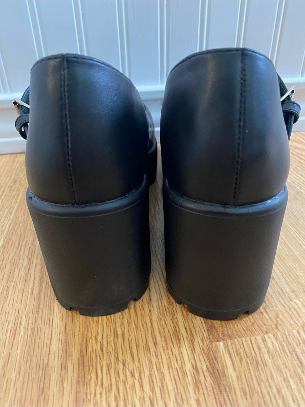 Black Platform Mary Jane Heels with Buckle Straps - Picture 3 of 5